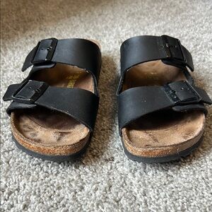 Birkenstock Black Sandals with Contoured Cork Footbed